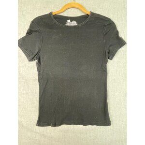 Hanes Women's Plain Black Round Neck Casual Short Sleeve Shirt Top Large USED